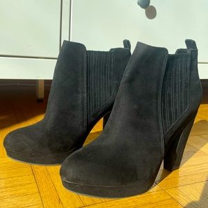 H&M Suede Heeled Booties,Black Size 7